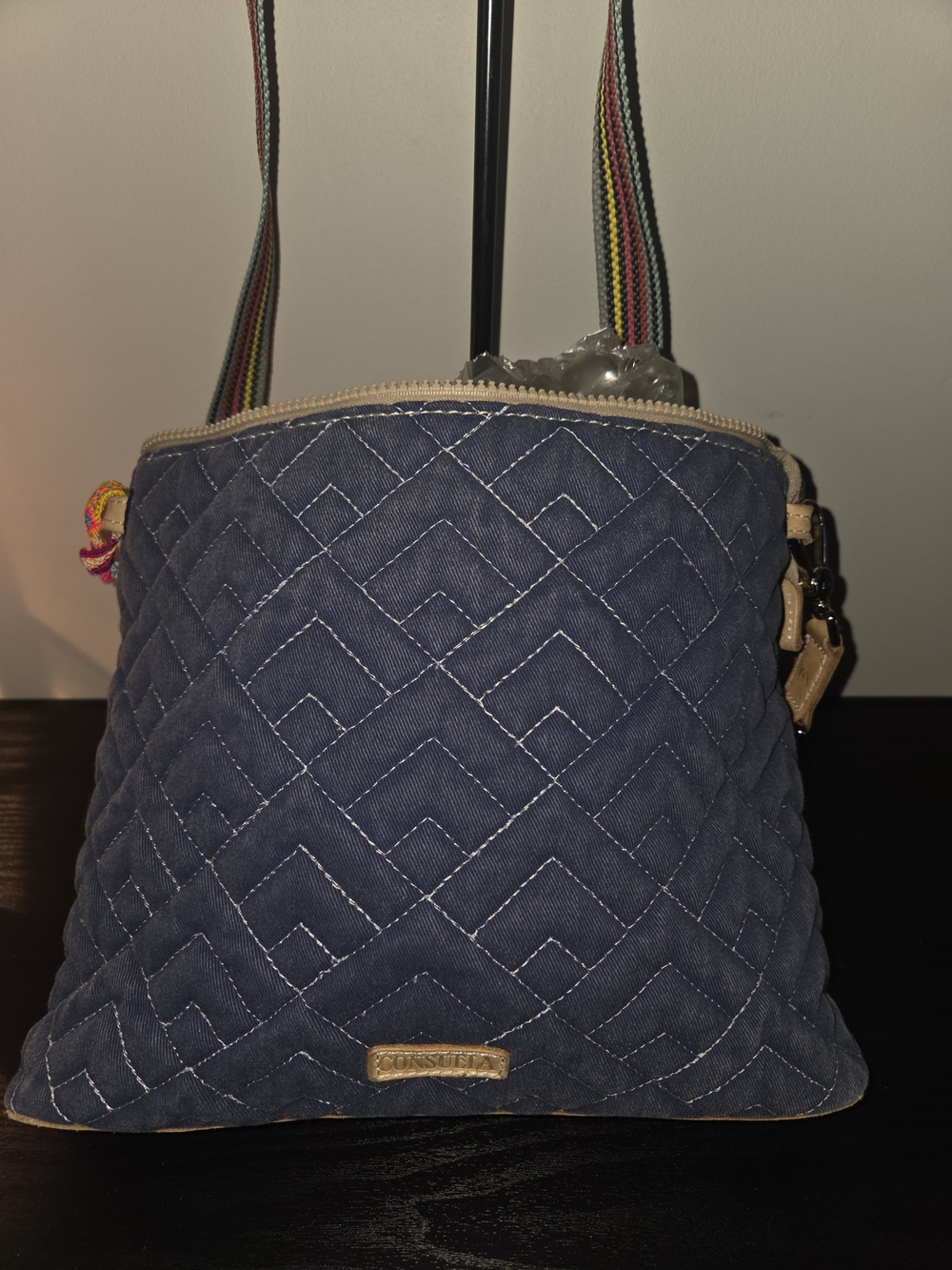 Consuela Navy Jean Quilted Crossbody Bag